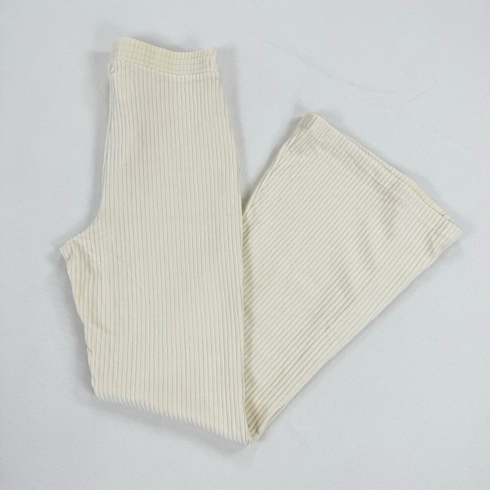 Aerie Groove On Velour Velvet High Waist Flare Pant Women's Large Ivory